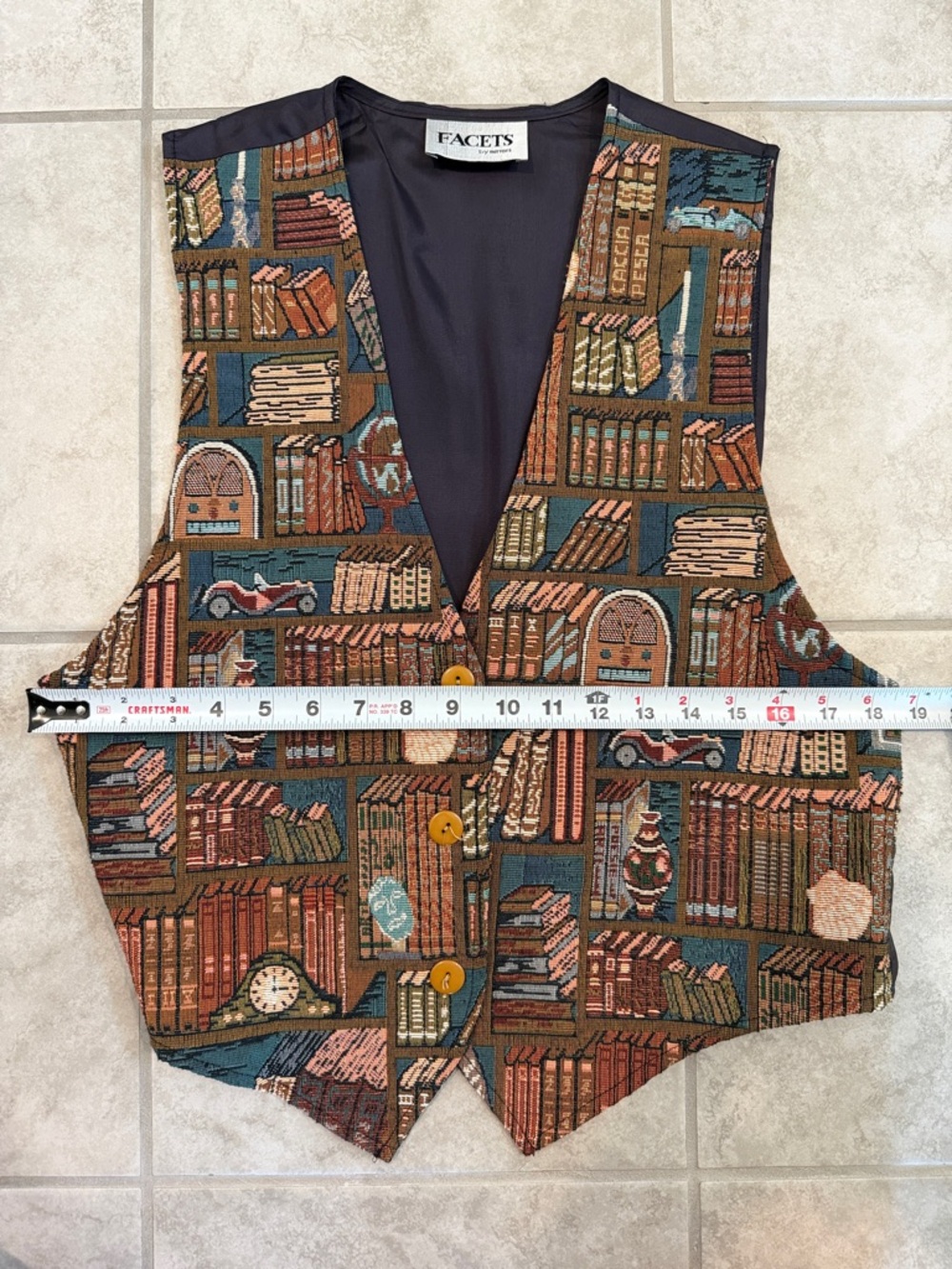 FACETS Vintage Tapestry Bookcase Vest - Picture 10 of 10